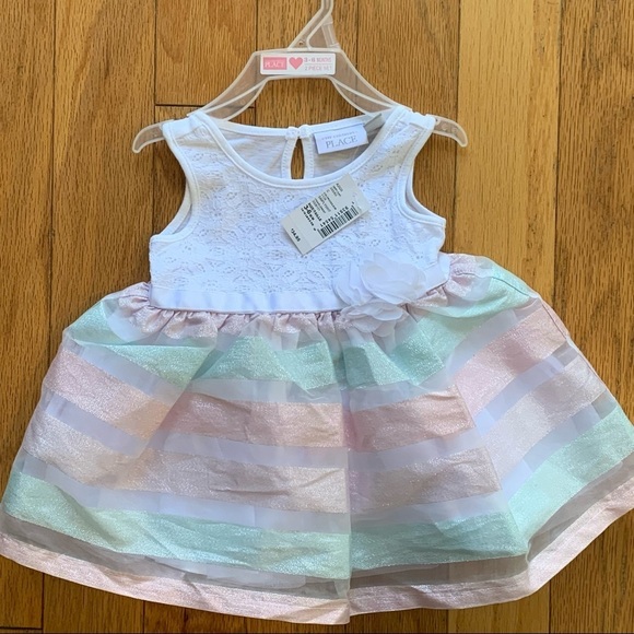 NWT • Childrens Place Lace Striped Dress + Sandals - Picture 4 of 9